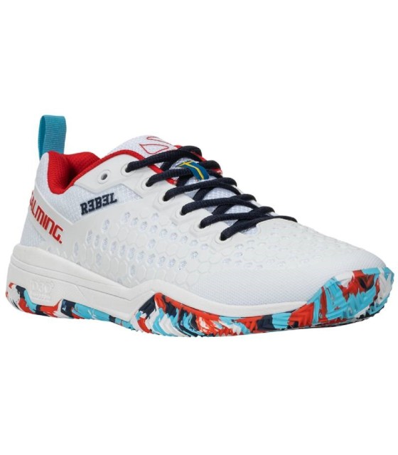 Sapatos de salming Luz rebelde Dazzle branco branco vermelho. 4