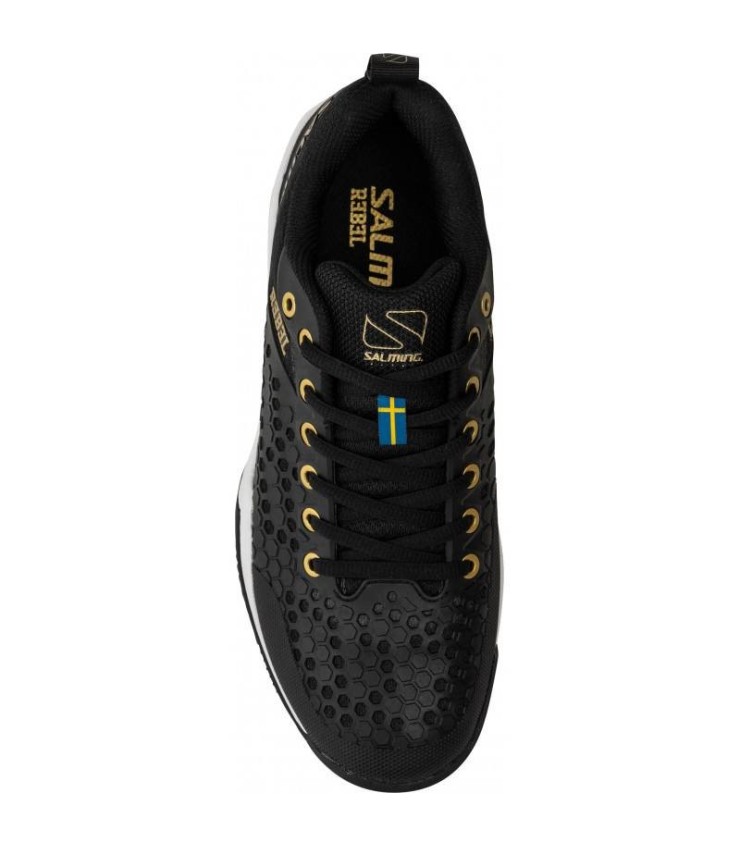 Zapatillas Salming Rebel Negro Blanco Dorado en Oferta. 4