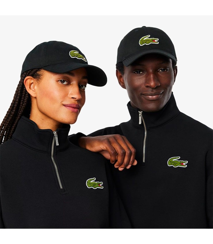 CAP Lacoste de sarja de algodão preto 4