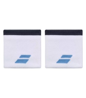 Munhequeiras Babolat Logo Brancas / Azuis - Pack de 2 | Ipontennis