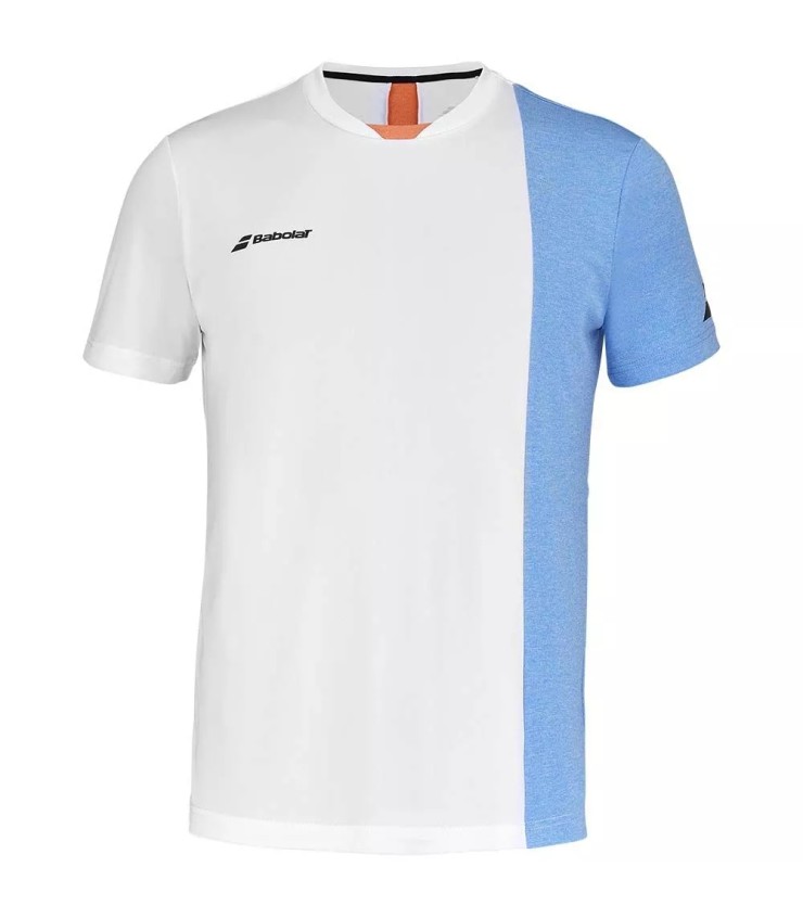 T-shirt Babolat Play Col Rond Blanc Bleu