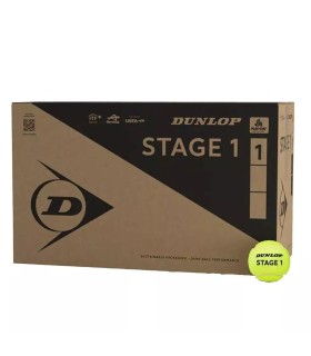 Box with 18 tubes of 4 balls each, model Dunlop Stage 1, green color. 1