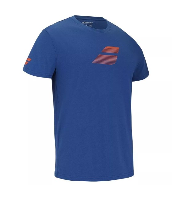 T-shirt Babolat exercício grande bandeira bleu / laranja | Ipontennis