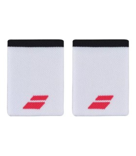 Babolat Jumbo Logo White Red Wristbands x 2