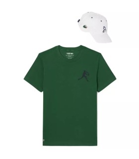 T-shirt do pacote + tampa de tênis Lacoste X Novak Djokovic Verde 1
