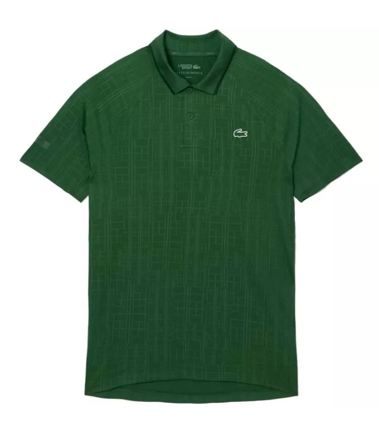 Polo da tennis Lacoste Novak Djokovic sulla pista verde 1