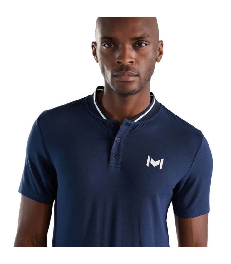 Marineblaues Polo mit Mao Mouratoglou 3 Neck