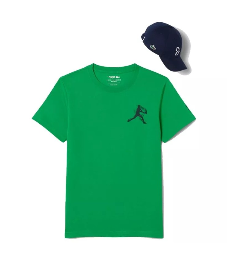 Pack Camiseta + Gorra de Tenis Lacoste x Novak Djokovic Verde / Azul 1