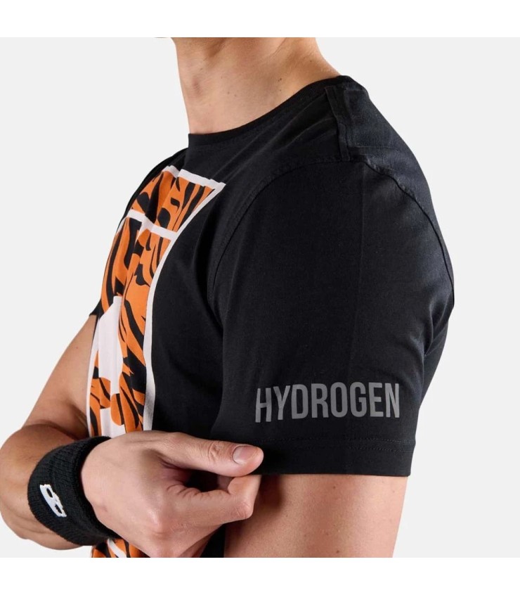 T-shirt Hydrogen Tennis Court Preta Laranja | Ipontennis