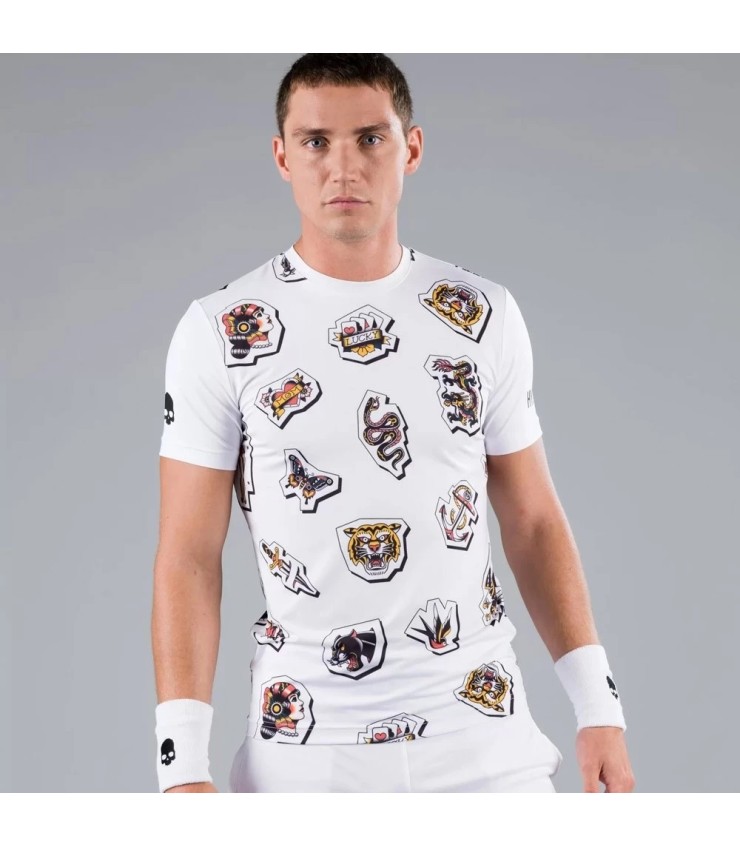 Weiße T-Shirt mit Wasserstoff-Tattoo-Technologie | Ipontennis