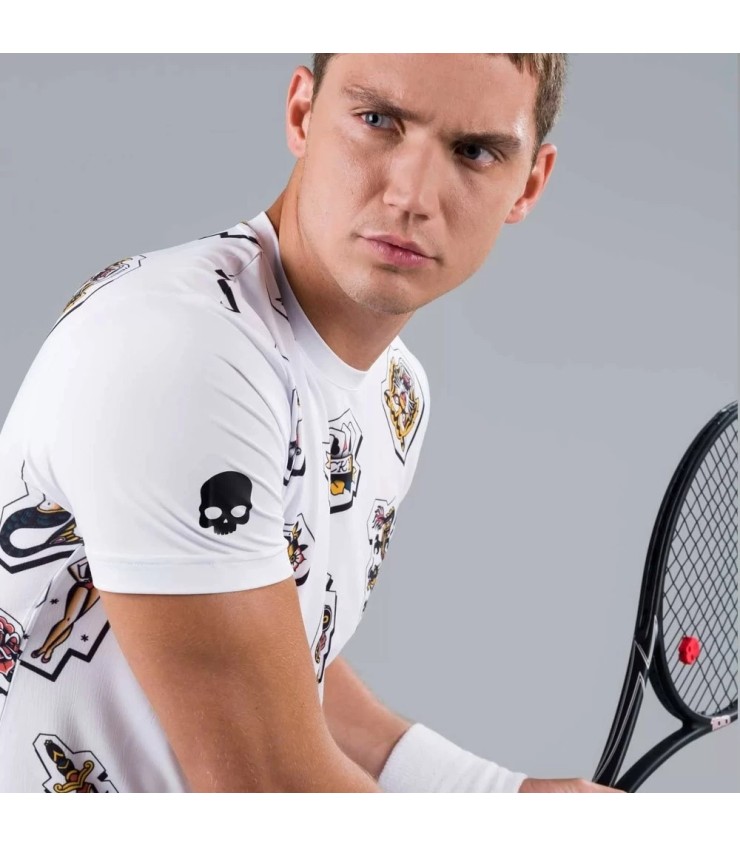 Weiße T-Shirt mit Wasserstoff-Tattoo-Technologie | Ipontennis