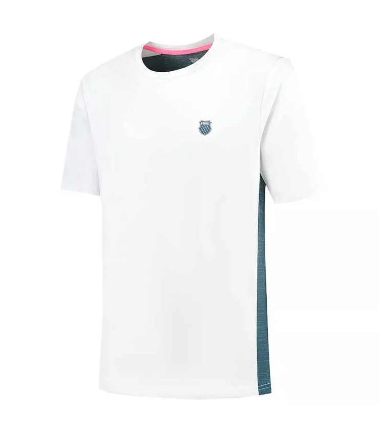 Camiseta K-Swiss Hypercourt Mix Melange Branca Azul Petróleo | Ipontennis