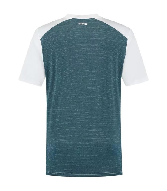 K-Swiss Hypercourt Mix Melange White Petroleum Blue T-shirt | IPONTENNIS