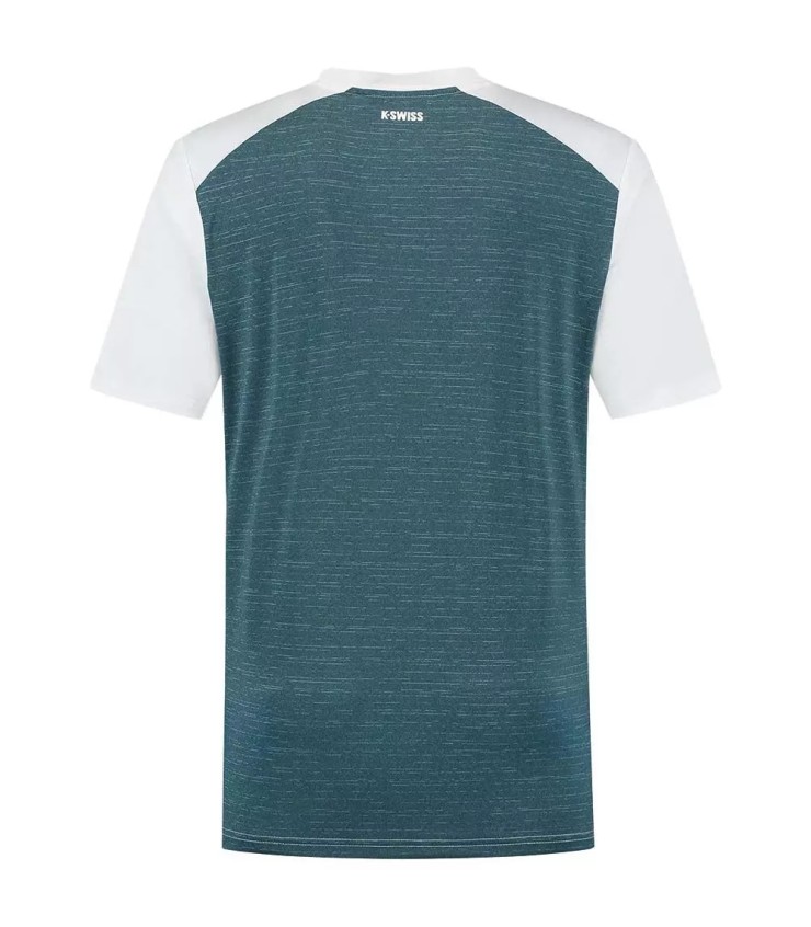 Camiseta K-Swiss Hypercourt Mix Melange Branca Azul Petróleo | Ipontennis