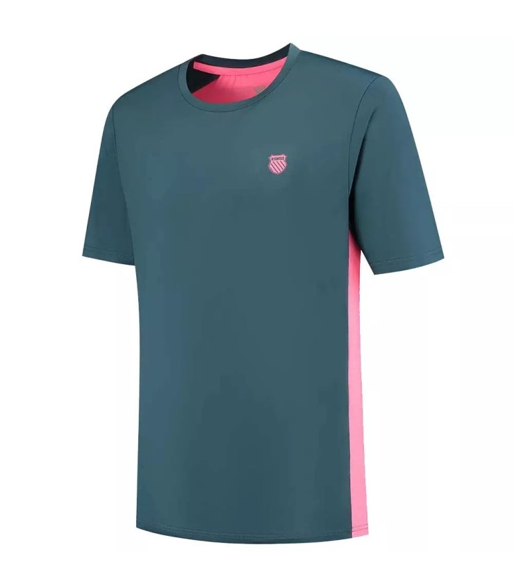 Camiseta K-Swiss Hypercourt Mix Melange Crew Azul Petróleo / Rosa 1