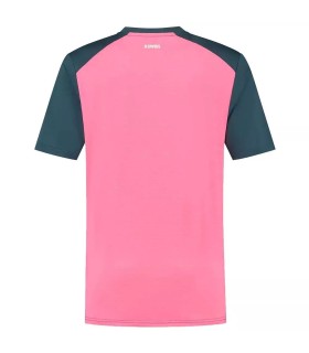 Maglietta K-Swiss Hypercourt Mix Melange Crew Blu Petrolio Rosa | IPONTENNIS