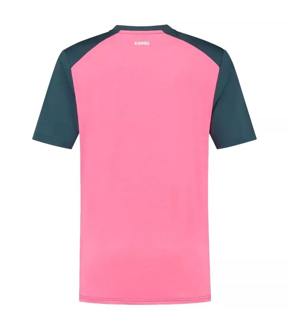 Camiseta K-Swiss Hypercourt Mix Melange Crew Azul Petróleo Rosa | IPONTENNIS