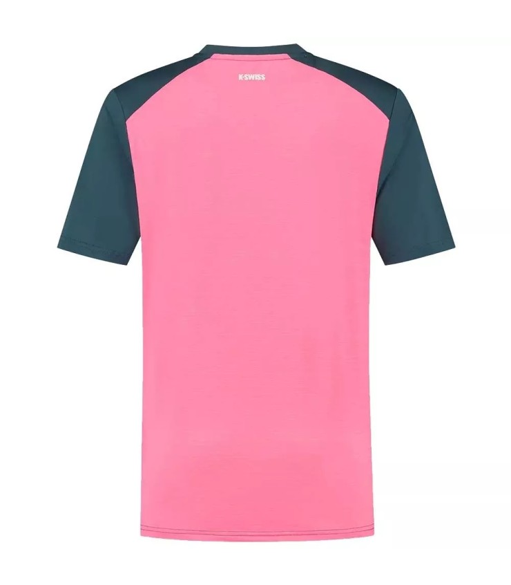 K-Swiss Hypercourt Mix Melange Crew T-Shirt Petrol Blue Pink | IPONTENNIS
