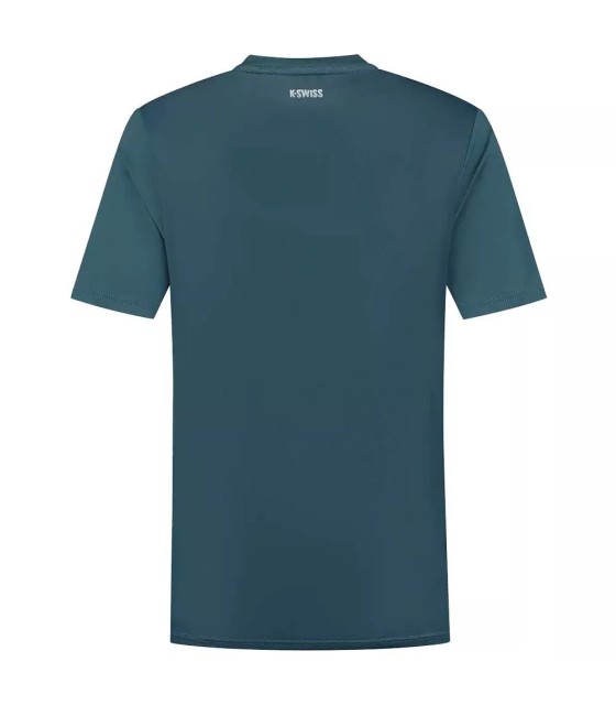 K-Swiss Hypercourt Print Crew T-Shirt Petrol Blue Pink | IPONTENNIS