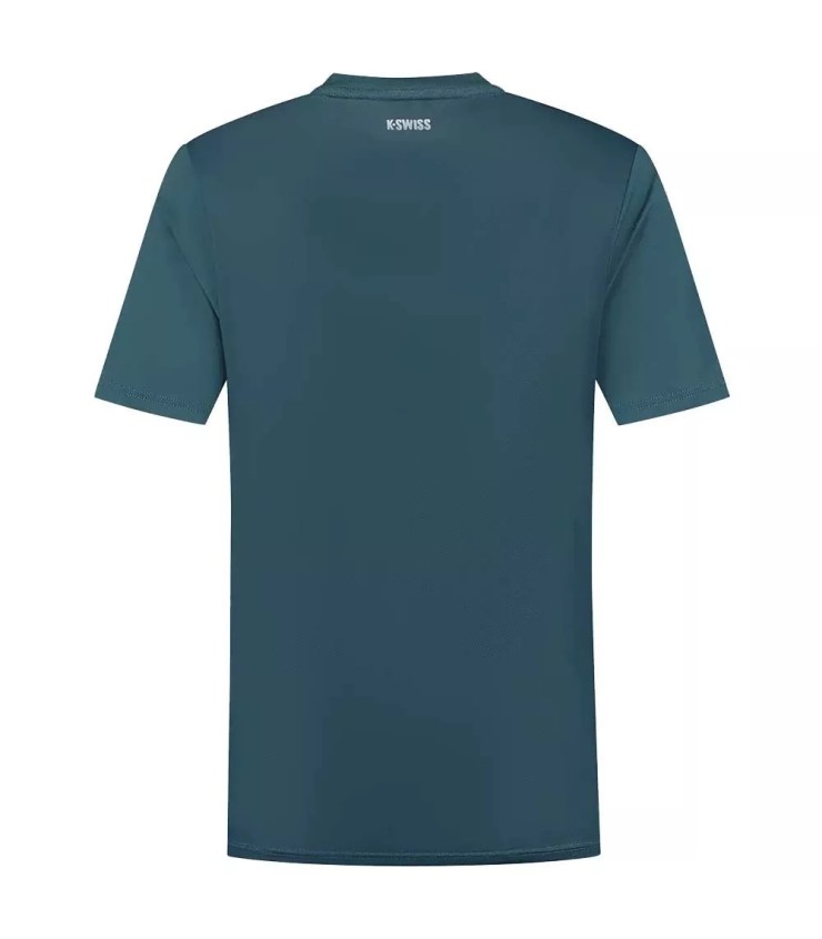 T-shirt K-Swiss Hypercourt Print Crew Bleu Pétrole Rose | IPONTENNIS