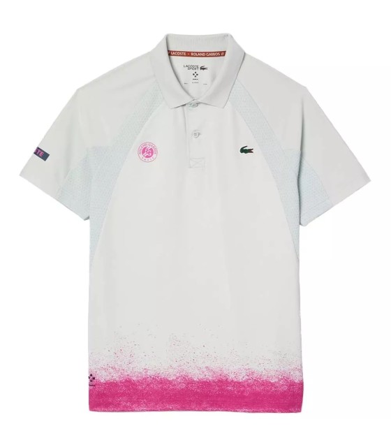 Polo branco rosa Lacoste Tênis x Daniil Medvedev Roland Garros