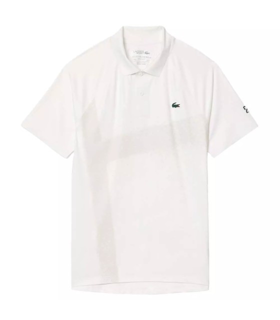 White tennis polo Lacoste Novak Djokovic.