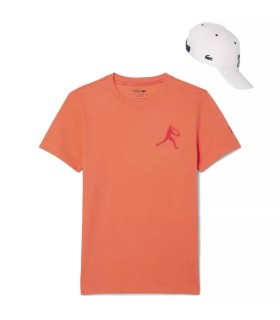 Pacchetto T-shirt Cappello Lacoste Scarpe da Tennis Rosse x Novak Djokovic