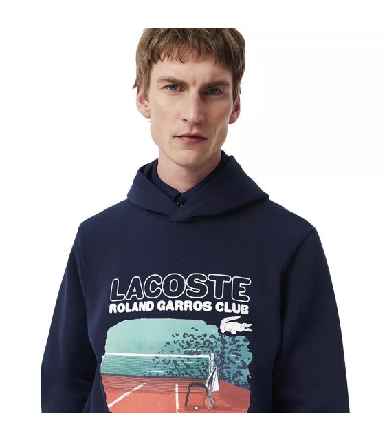 Felpa con cappuccio blu navy Lacoste Roland Garros Club | Ipontennis