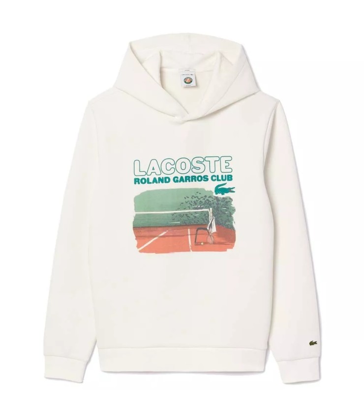 Sweat-shirt Blanc Lacoste Roland Garros Club | IPONTENNIS