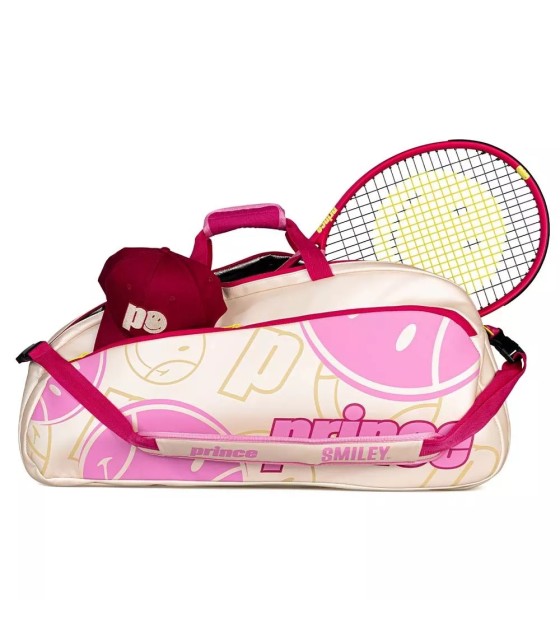 Bolsa de Tennis Prince x Smiley Tour 6R Beige / Rosa 2