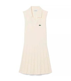 Vestido de tenis elástico beige para mujer Lacoste 1
