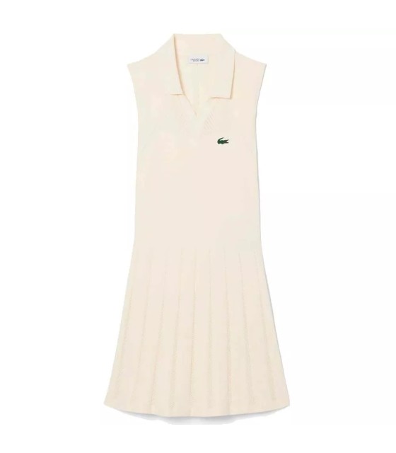 Vestido de tênis elástico bege para mulheres Lacoste 1