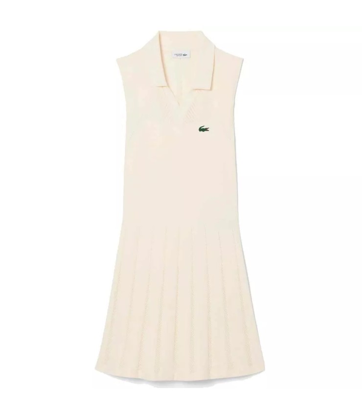 Vestido de tênis elástico bege para mulheres Lacoste 1