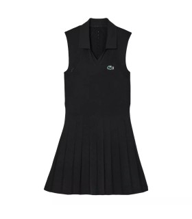 Vestido negro elástico de tenis para mujer Lacoste 1