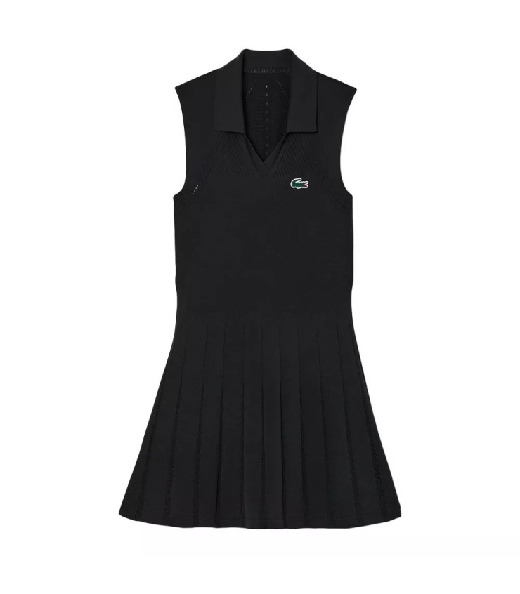 Robe noire élastique de tennis pour femmes Lacoste 1