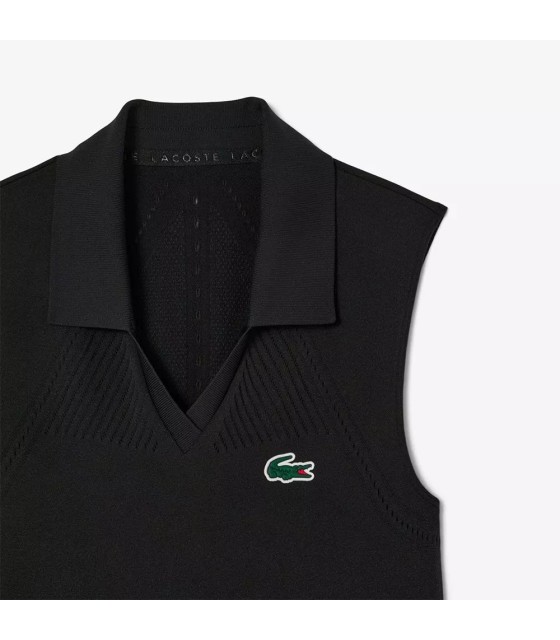 Vestido negro elástico de tenis para mujer Lacoste 2