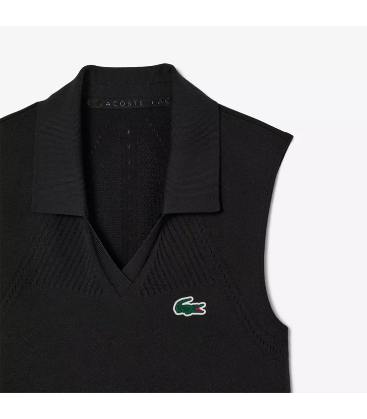 Robe noire élastique de tennis pour femmes Lacoste 2