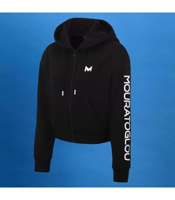 Schwarze Mouratoglou Damen-Kapuzenjacke | Ipontennis