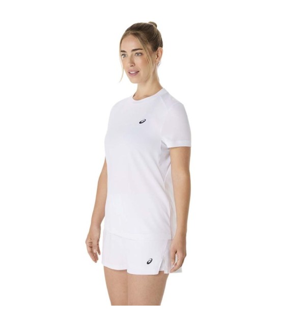 T-shirt Assics Court Manga Curta Mulher Branca 3