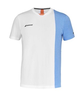 Babolat Play T-Shirt Round Neck Junior White / Blue 1