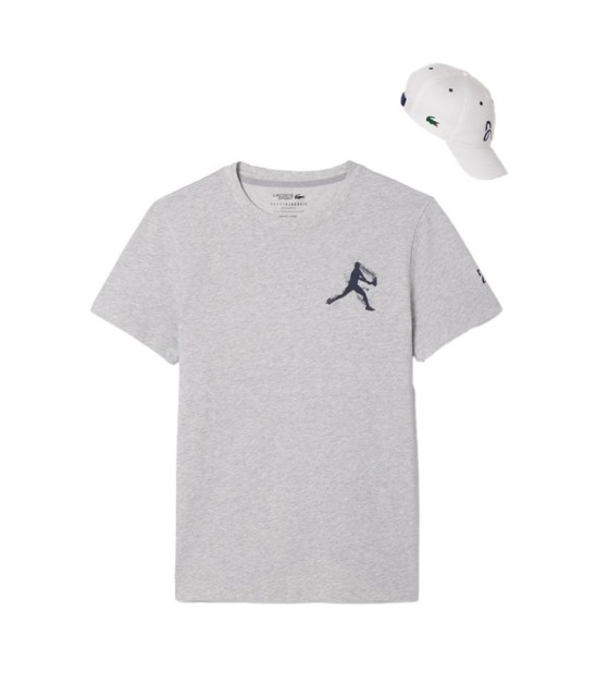 Pack t-shirt + cap Lacoste Tennis X Novak Djokovic Gray Jasped / White 1