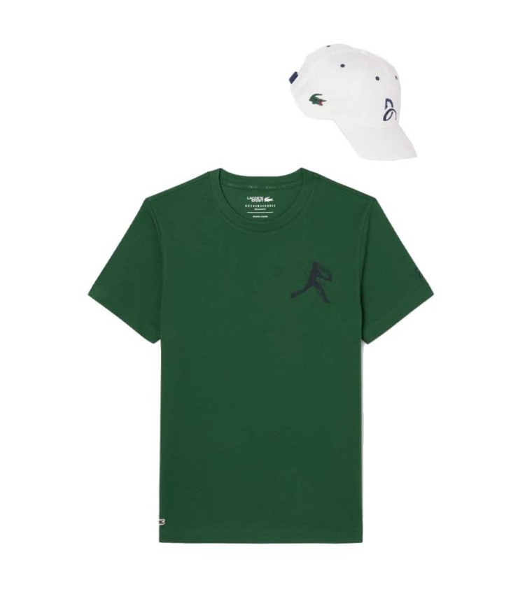 Packen Sie T-Shirt + Kappe Lacoste Tennis X Novak Djokovic Grün 1