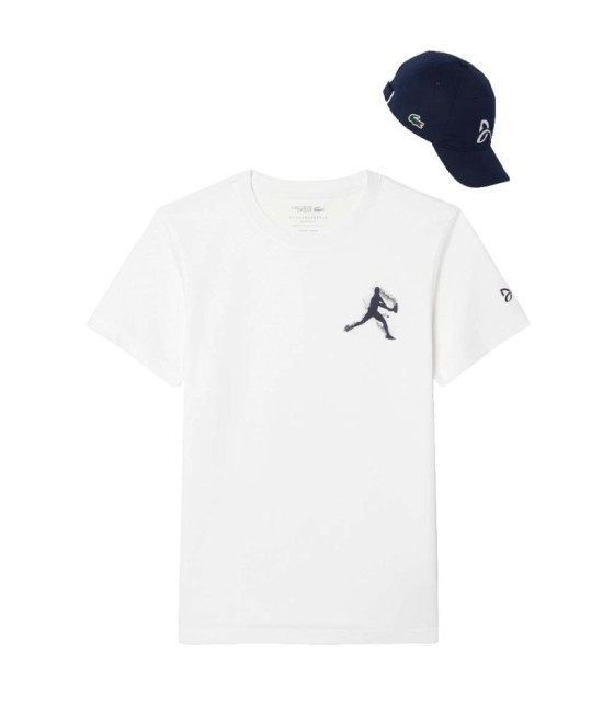 Packen Sie T-Shirt + Kappe Lacoste Tennis x Novak Djokovic White 1