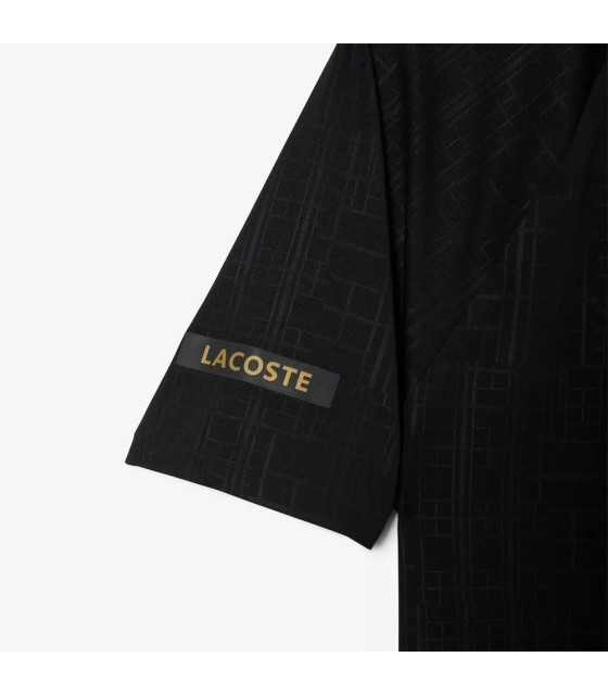 Tennis-Poloshirt Lacoste Novak Djokovic in Schwarz auf dem Platz