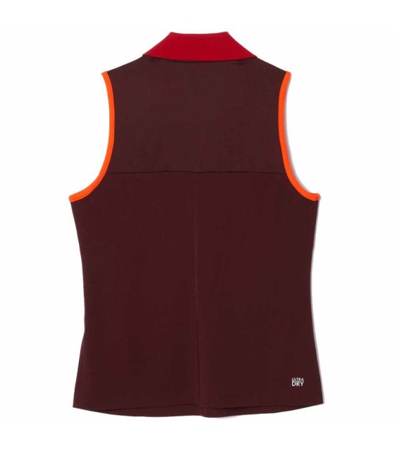 Polo Lacoste Bordeaux sem mangas mulher 2