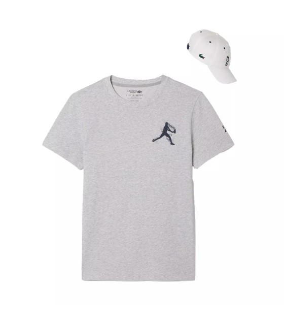 T-shirt and Tennis Cap Pack Lacoste x Novak Djokovic Heather Gray White