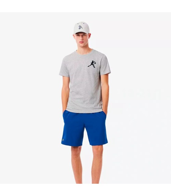 Pack Camiseta + Gorra de Tenis Lacoste x Novak Djokovic Gris Jaspeado / Blanco 5