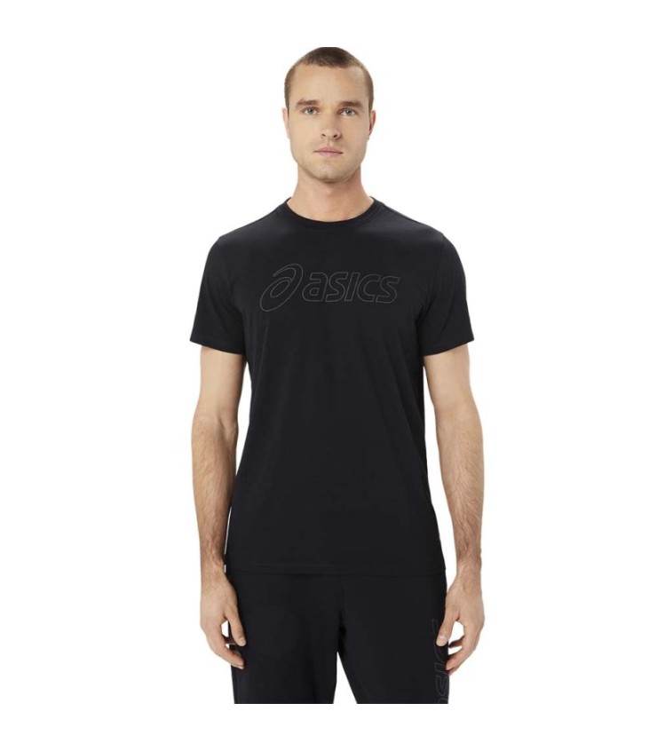 T-shirt preto do logotipo das asics 1