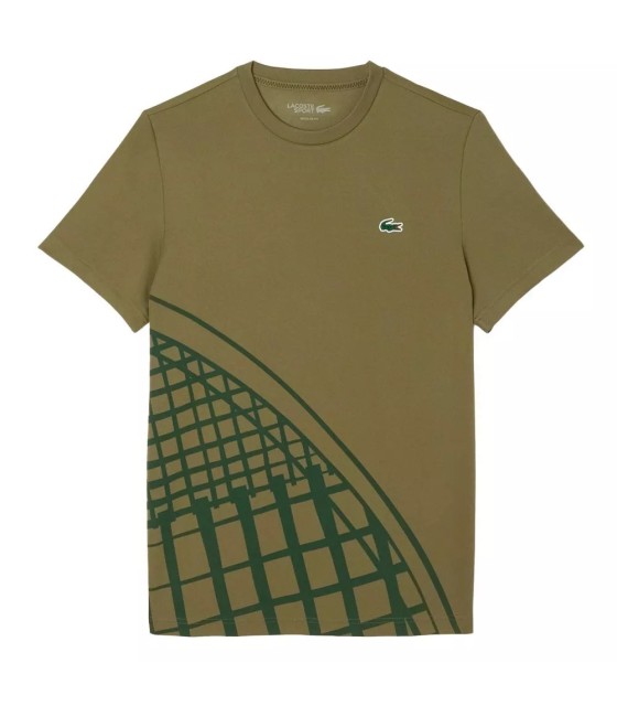 Maglietta Khaki con Stampa Lacoste Ultra Dry