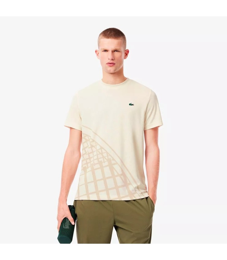 T-Shirt Lacoste Ultra Dry Weiß Ecru Bedruckt